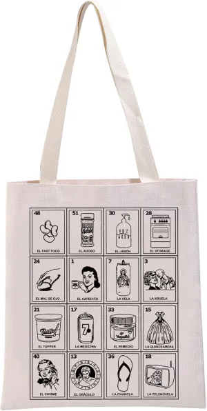 G2TUP Latina Lover Gift Latina Mom Tote Bag Latin Drama Lover Handbag Lotería De Mama Gift Spain Lover Gift