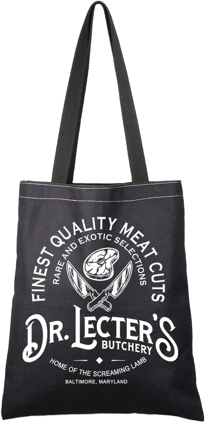 G2TUP Movie Inspired Gift Dr Lecter's Butchery Reusable Canvas Tote Bag H Lecter Fan Handbag