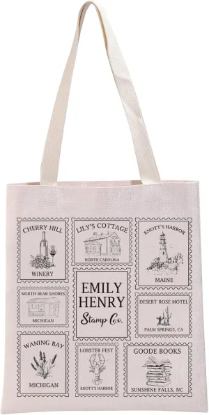 G2TUP Romance Book Reader Gift Stamps of Books Tote Bag Romance Bookish Handbag Book Lover Gift