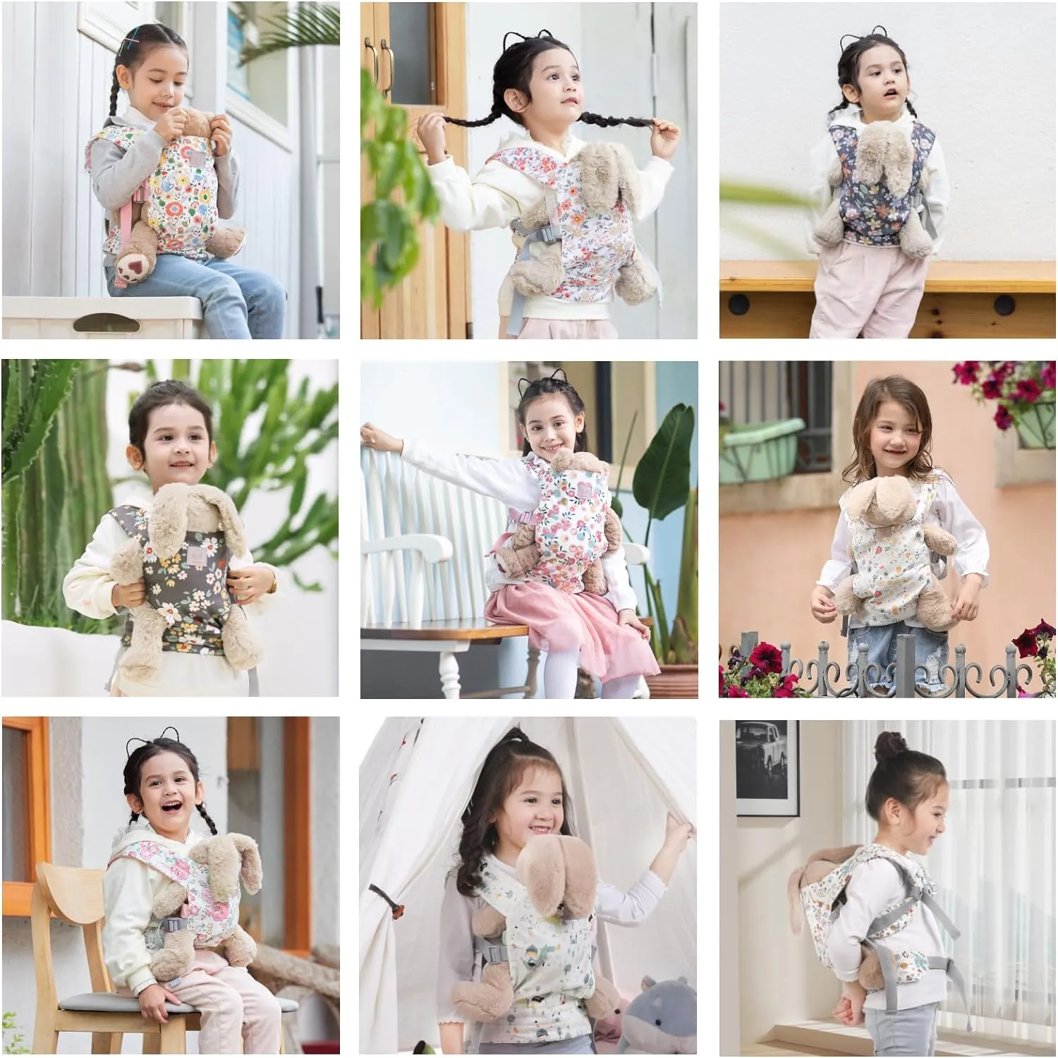 GAGAKU Reborn Baby Doll Carrier for Kids & Stuffed Animals - Pink Rose of Sharon