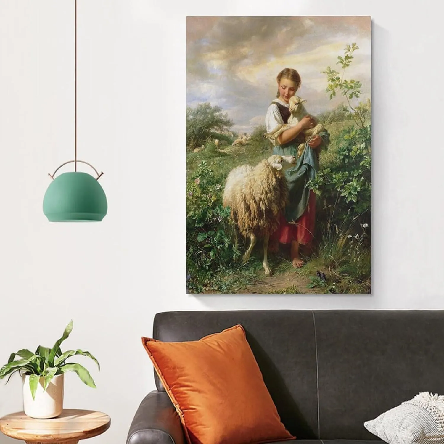 GaoZhenxin Johann Baptist Hofner The Little Shepherdess Painting Poster Canvas Wall Art Posters For Room Aesthetic And Decor Pictures For-Frame-24x36inch(60x90cm)
