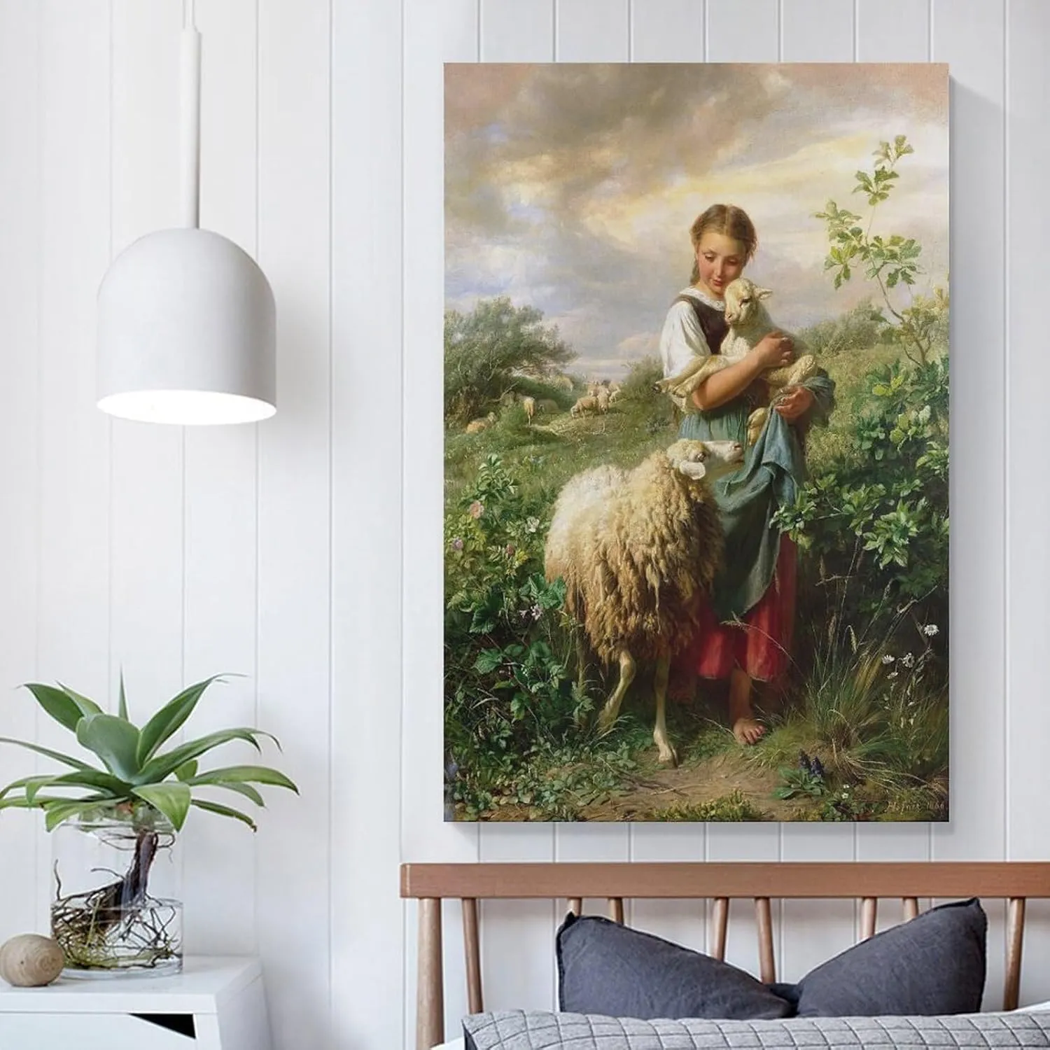 GaoZhenxin Johann Baptist Hofner The Little Shepherdess Painting Poster Canvas Wall Art Posters For Room Aesthetic And Decor Pictures For-Frame-24x36inch(60x90cm)