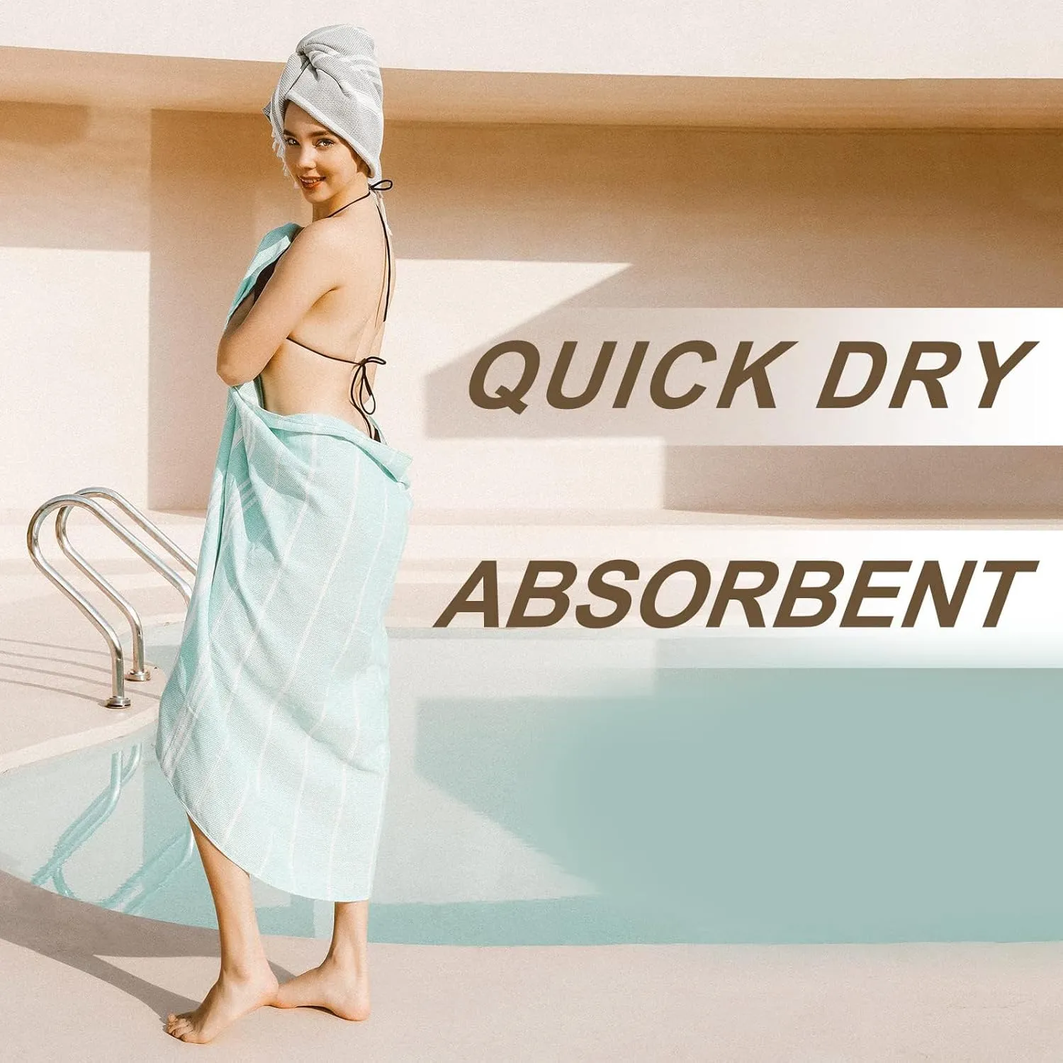 Genovega Turkish Bathroom Bath Towels Bulk Beach Pool Swim Towel Set Absorbent Quick Dry Long Wide Extra Large Multipack Adult Men Soft Cotton Luxury Hot Tub Spa Accessories