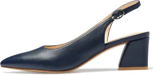 GENSHUO Women's Slingback Closed Toe Block Chunky Low Heel Pumps - 2.36 Inches Office Wedding Party Dress Shoes