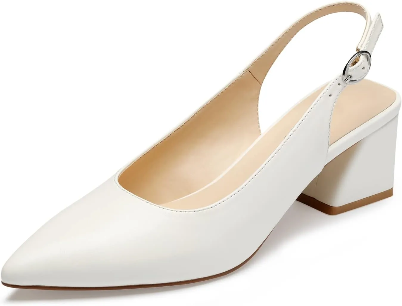 GENSHUO Women's Slingback Closed Toe Block Chunky Low Heel Pumps - 2.36 Inches Office Wedding Party Dress Shoes
