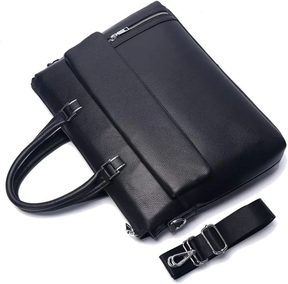 Genuine Leather Business Portable Computer Bag Layer Cowhide Briefcase Men Shoulder Bag