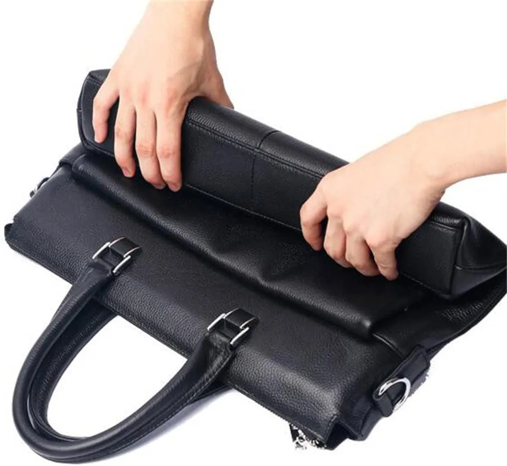 Genuine Leather Business Portable Computer Bag Layer Cowhide Briefcase Men Shoulder Bag