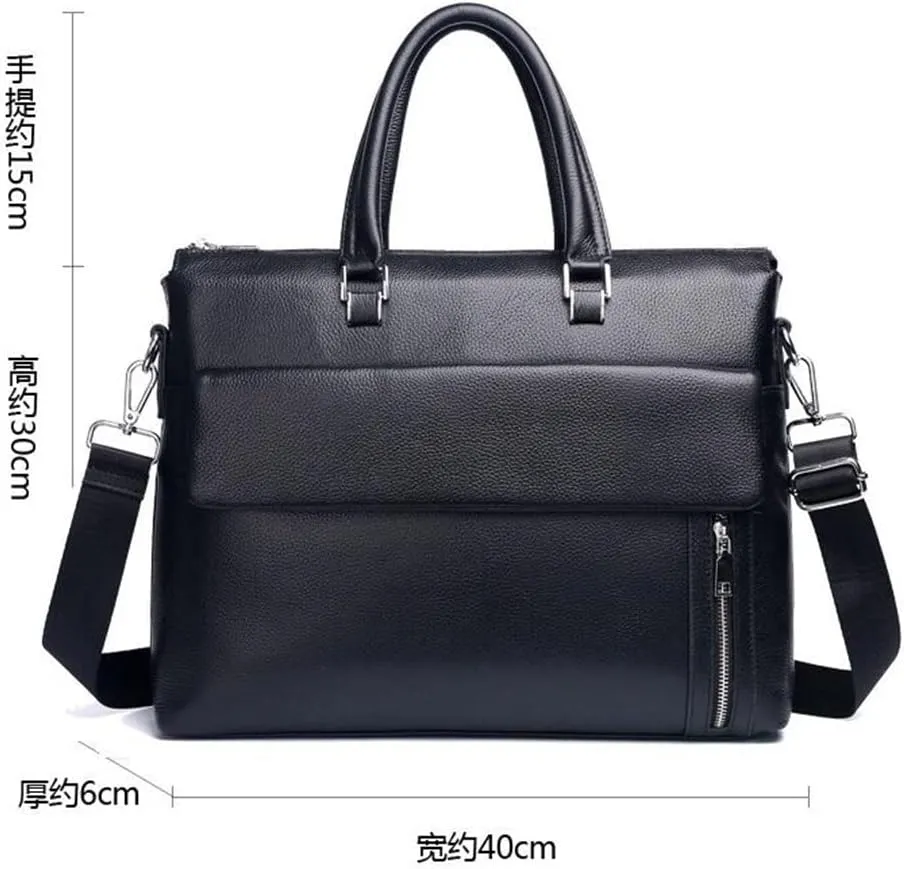 Genuine Leather Business Portable Computer Bag Layer Cowhide Briefcase Men Shoulder Bag