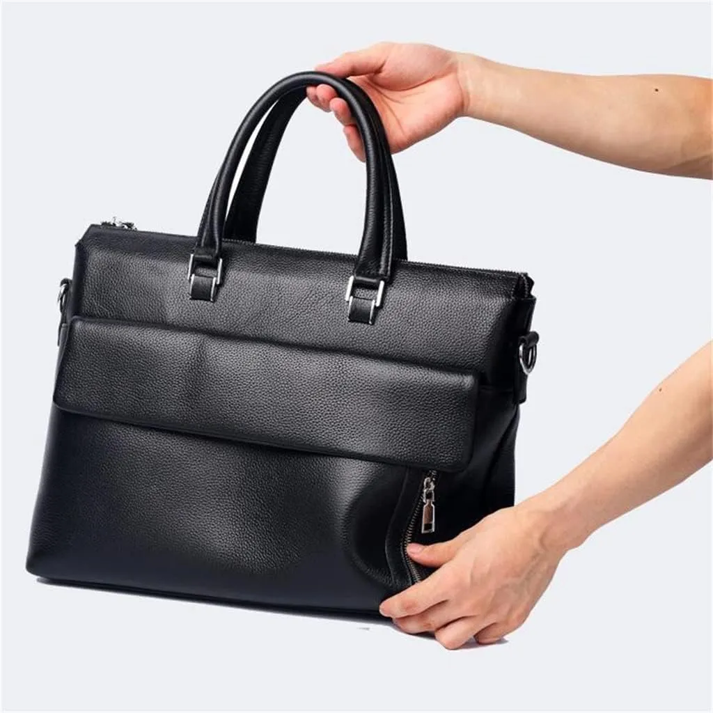 Genuine Leather Business Portable Computer Bag Layer Cowhide Briefcase Men Shoulder Bag