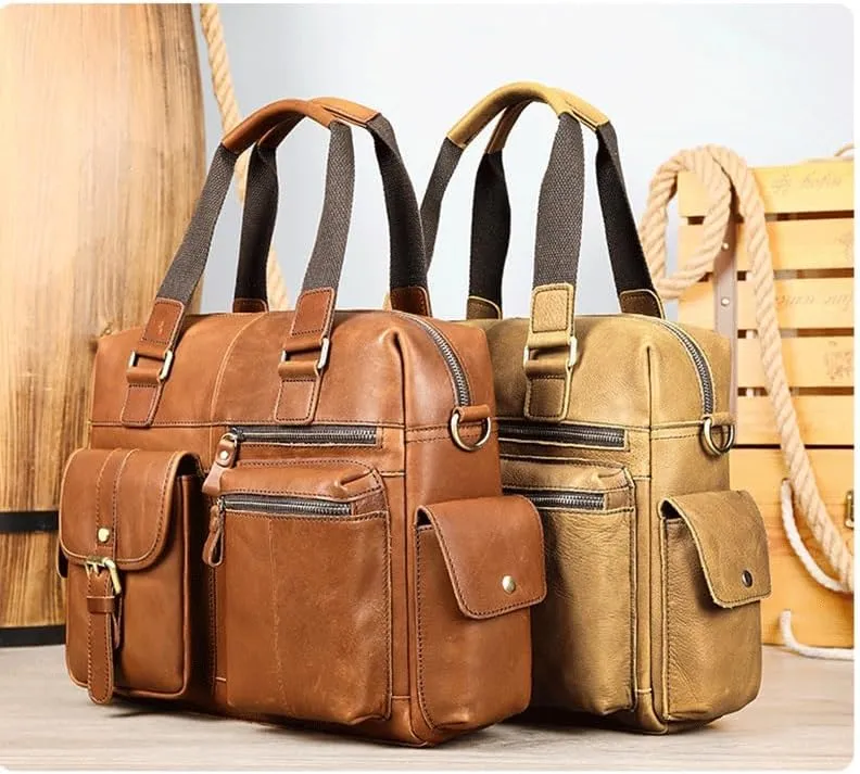 Genuine Leather Travel Bag Business Handbag Casual Outdoor Bag Office Workplace
