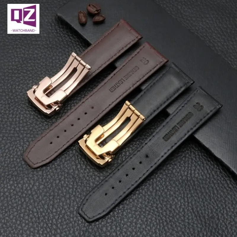 Genuine Leather Watchband for Maurice Lacroix Watch Strap 20mm 22mm Folding Buckle Leisure Business Cow Leather Bracelet (Color : Brown no Buckle, Size : 20mm)