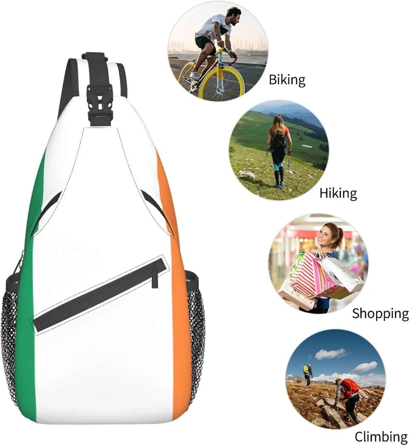 GeRRiT Irish Flag Print Small Backpack Sling Bag For Women Men, Chest Bag Daypack Crossbody For Travel Sport, SB-122