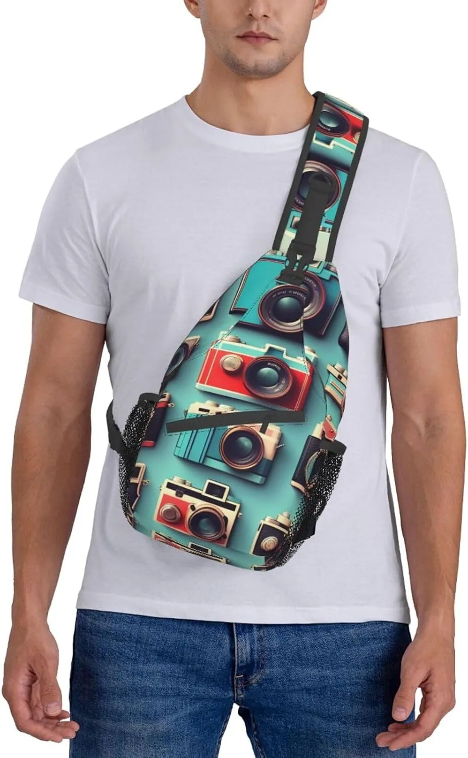 GeRRiT Retro Cool Camera Collection Print Small Backpack Sling Bag For Women Men, Chest Bag Daypack Crossbody For Travel Sport, SB-122