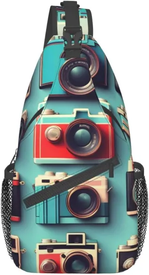 GeRRiT Retro Cool Camera Collection Print Small Backpack Sling Bag For Women Men, Chest Bag Daypack Crossbody For Travel Sport, SB-122