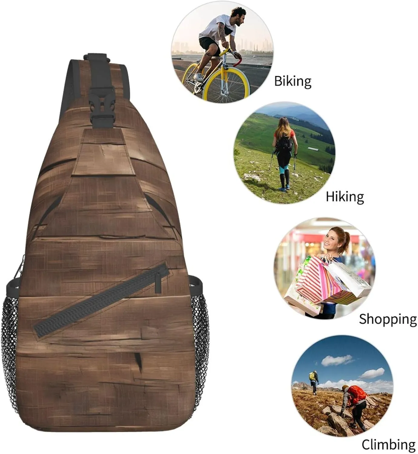 GeRRiT Rustic Old Barn Wood Print Small Backpack Sling Bag For Women Men, Chest Bag Daypack Crossbody For Travel Sport