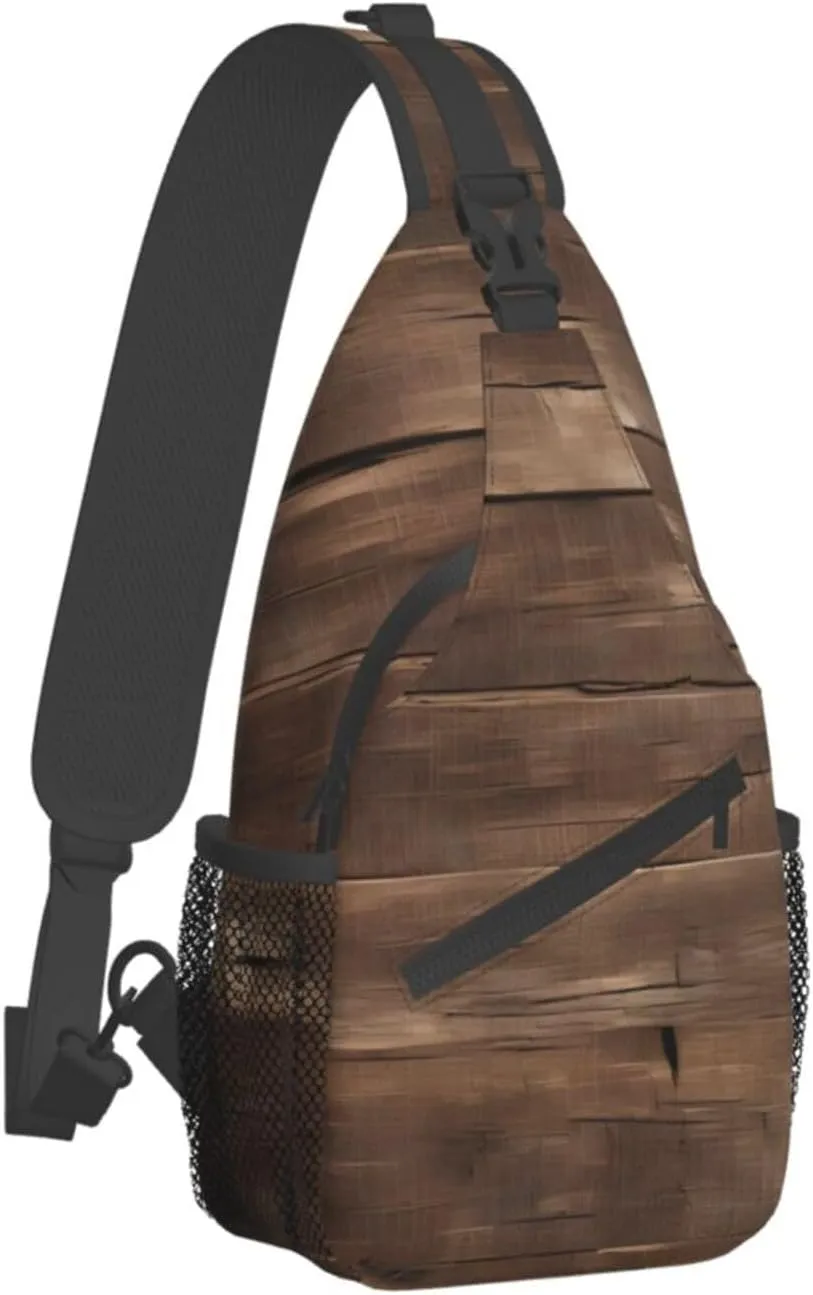 GeRRiT Rustic Old Barn Wood Print Small Backpack Sling Bag For Women Men, Chest Bag Daypack Crossbody For Travel Sport