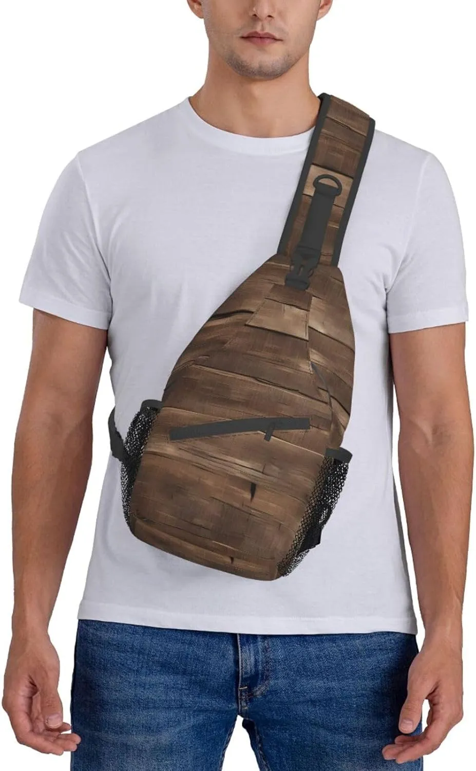 GeRRiT Rustic Old Barn Wood Print Small Backpack Sling Bag For Women Men, Chest Bag Daypack Crossbody For Travel Sport