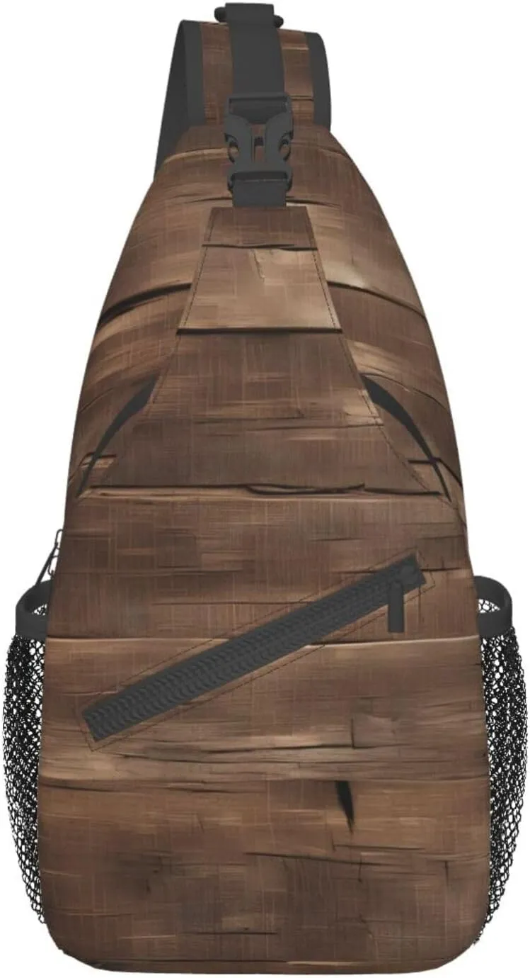 GeRRiT Rustic Old Barn Wood Print Small Backpack Sling Bag For Women Men, Chest Bag Daypack Crossbody For Travel Sport