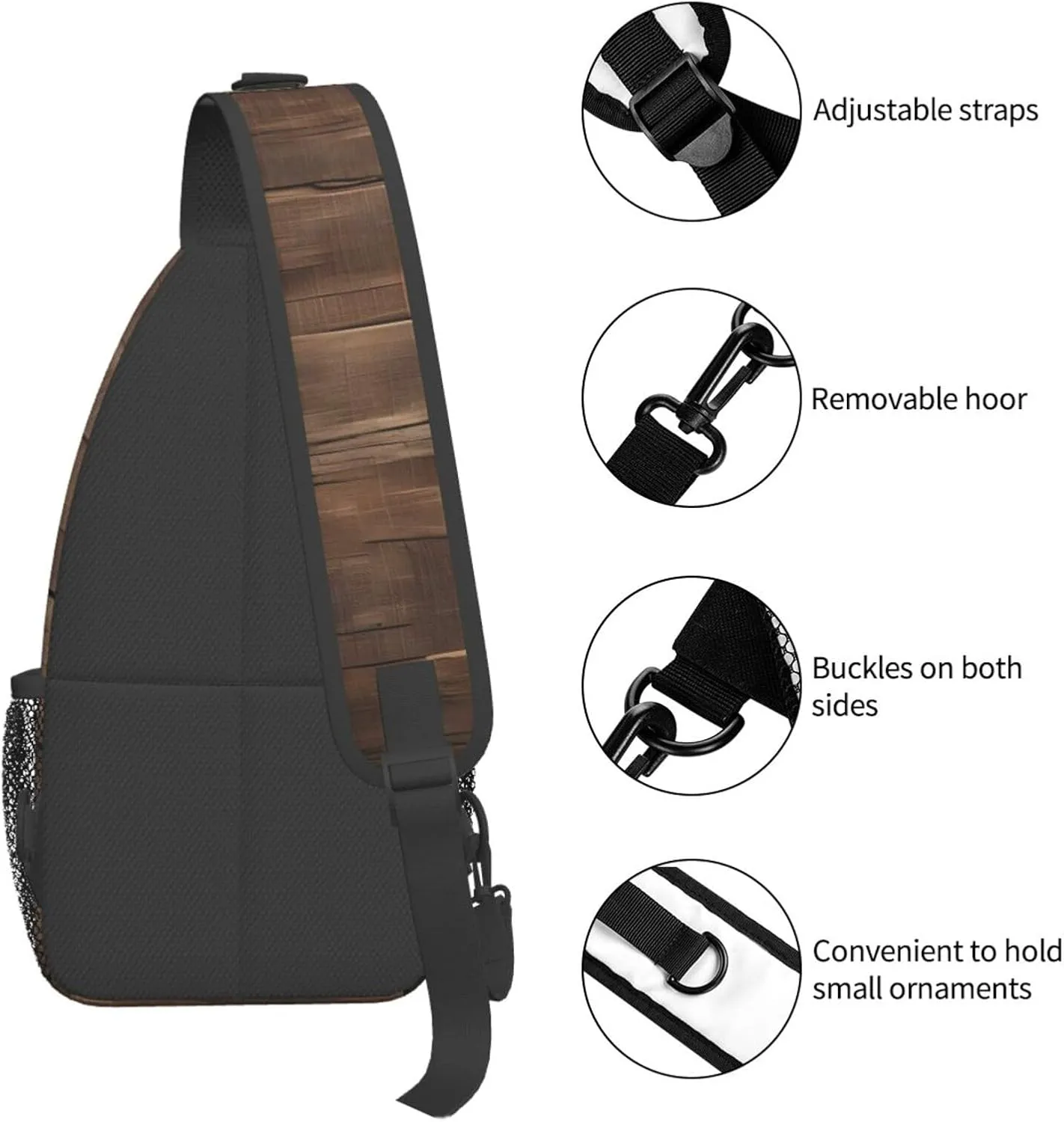 GeRRiT Rustic Old Barn Wood Print Small Backpack Sling Bag For Women Men, Chest Bag Daypack Crossbody For Travel Sport