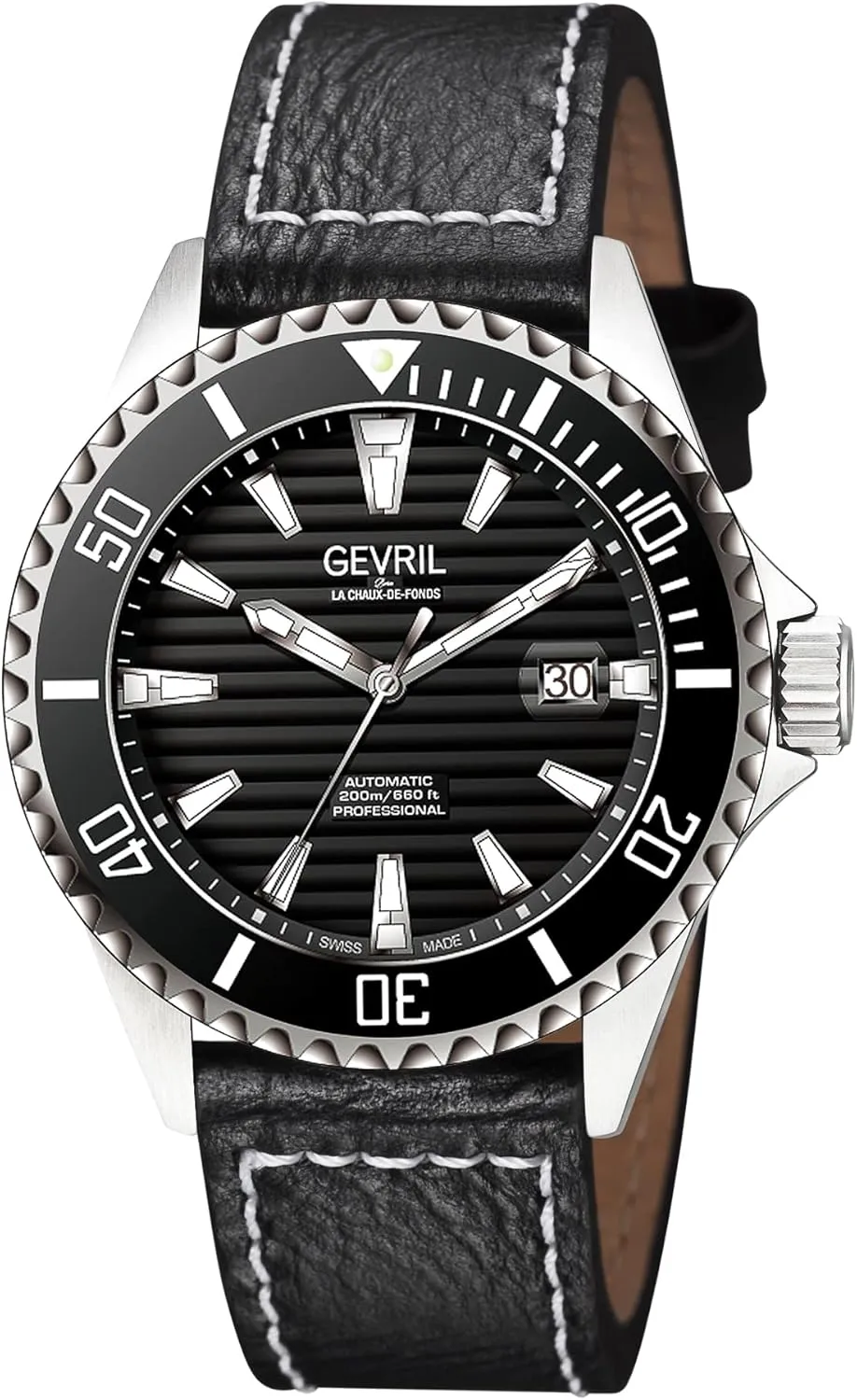 Gevril Men's Chamber Swiss Automatic Watch, Genuine Italian Leather Strap