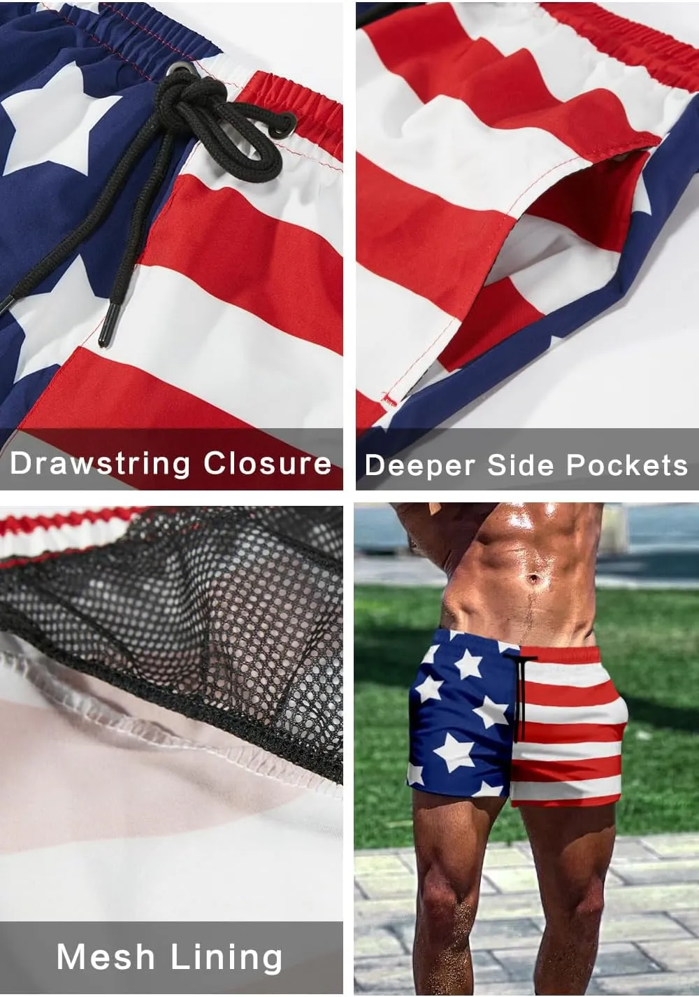 GINGTTO Men's Beach Shorts Bathing Suits with Mesh Lining