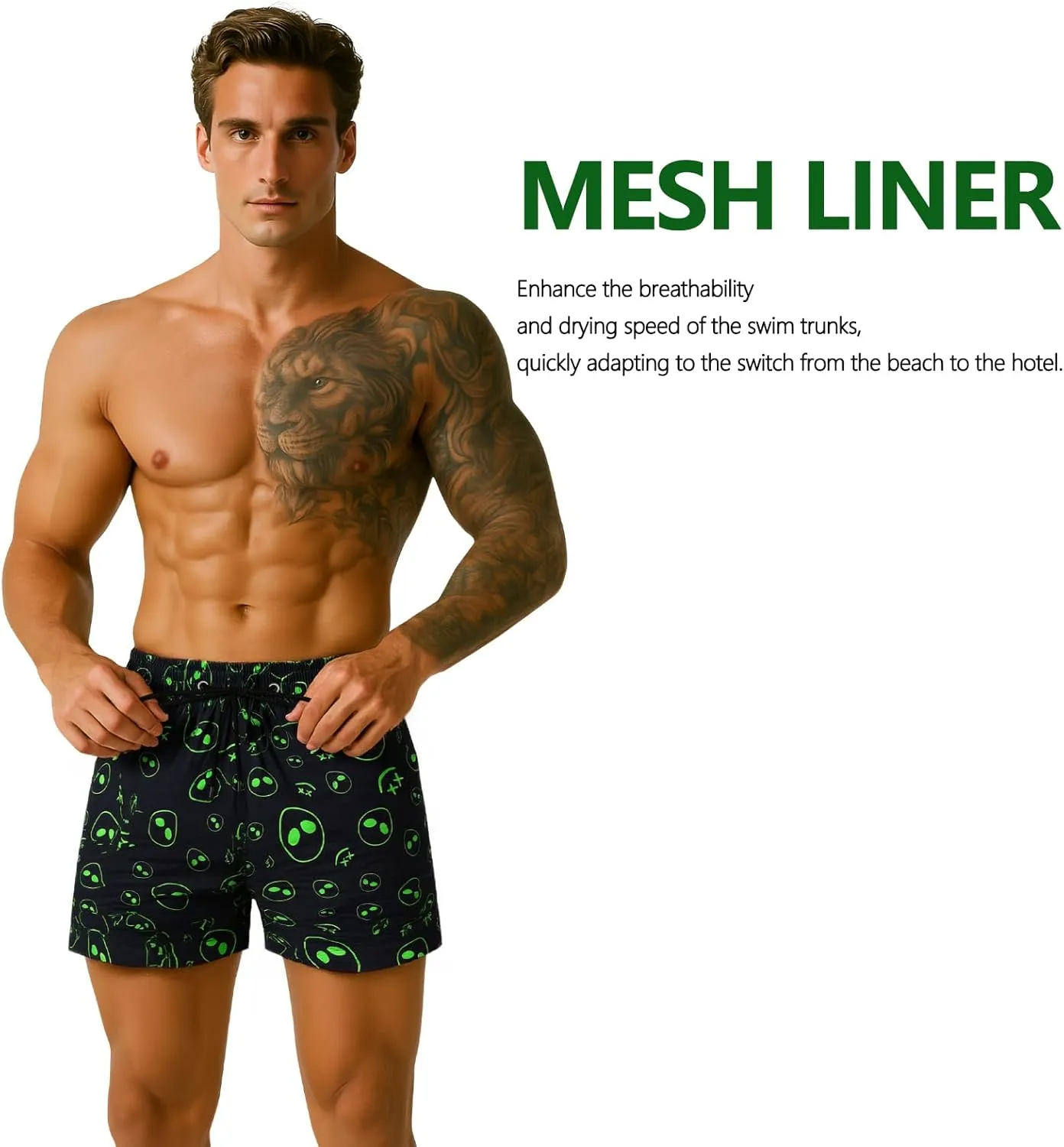 GINGTTO Men's Beach Shorts Bathing Suits with Mesh Lining