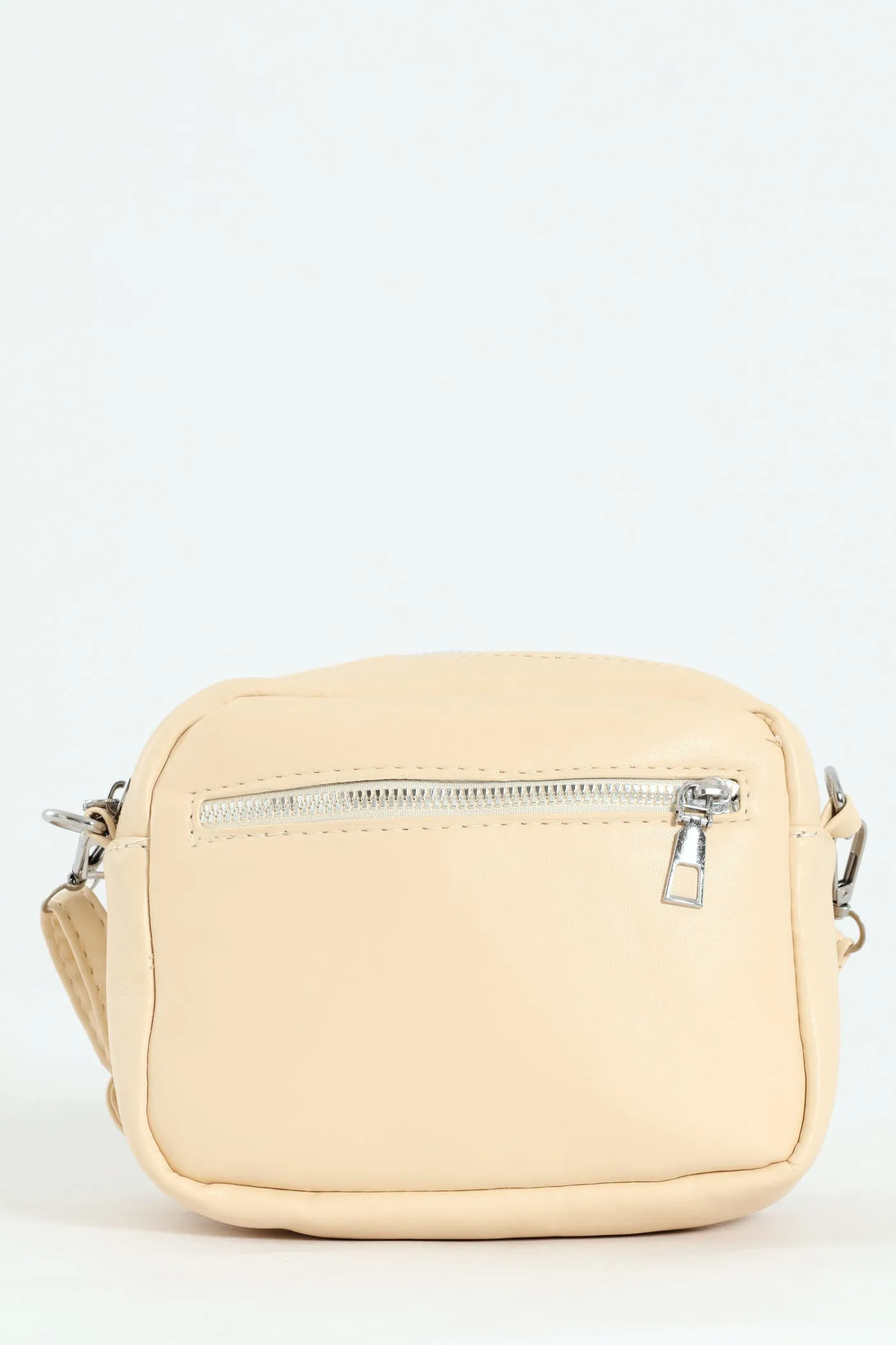 Girls Beige Quilted Sling Bag - Beige