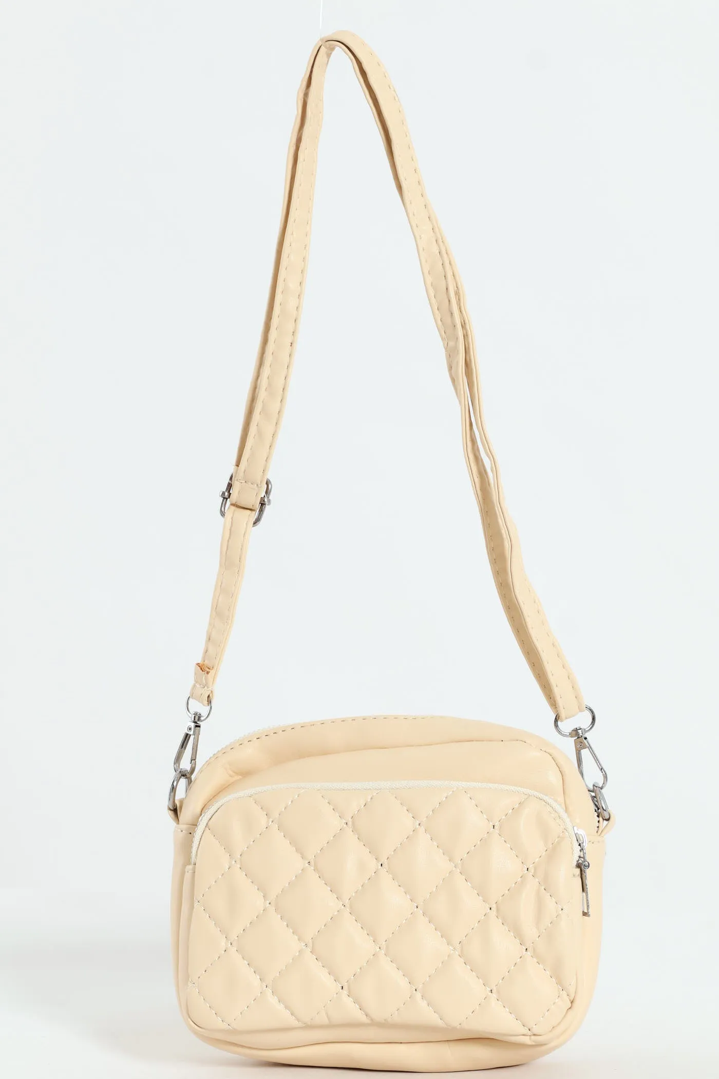 Girls Beige Quilted Sling Bag - Beige