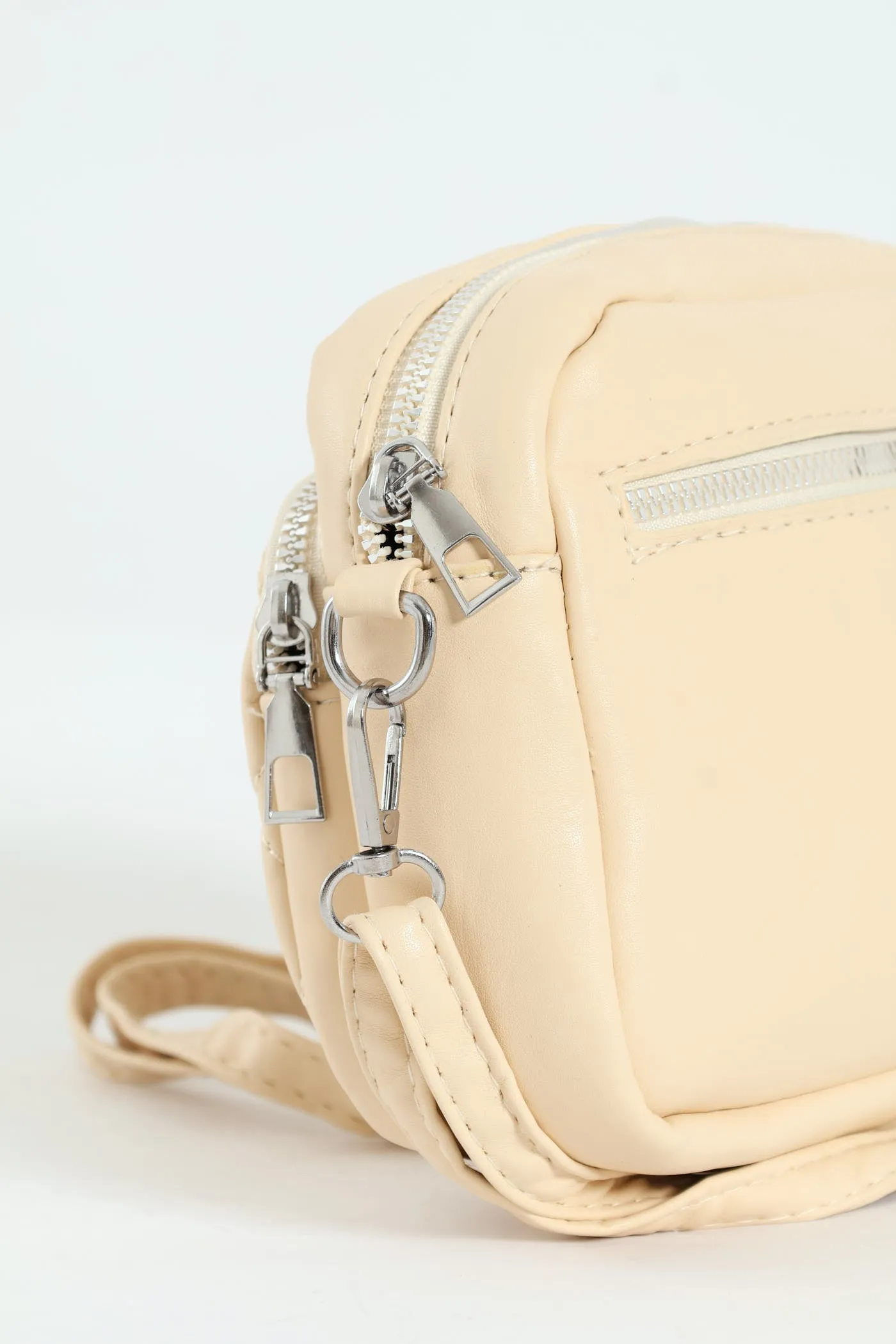Girls Beige Quilted Sling Bag - Beige