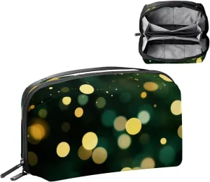 Glittery Bokeh Pattern Electronics Organizer, Cord Cable Storage Bag Waterproof for Home Travelling, Electronic Accessories Case for Charge Mouse USB SD Card Hard Drives