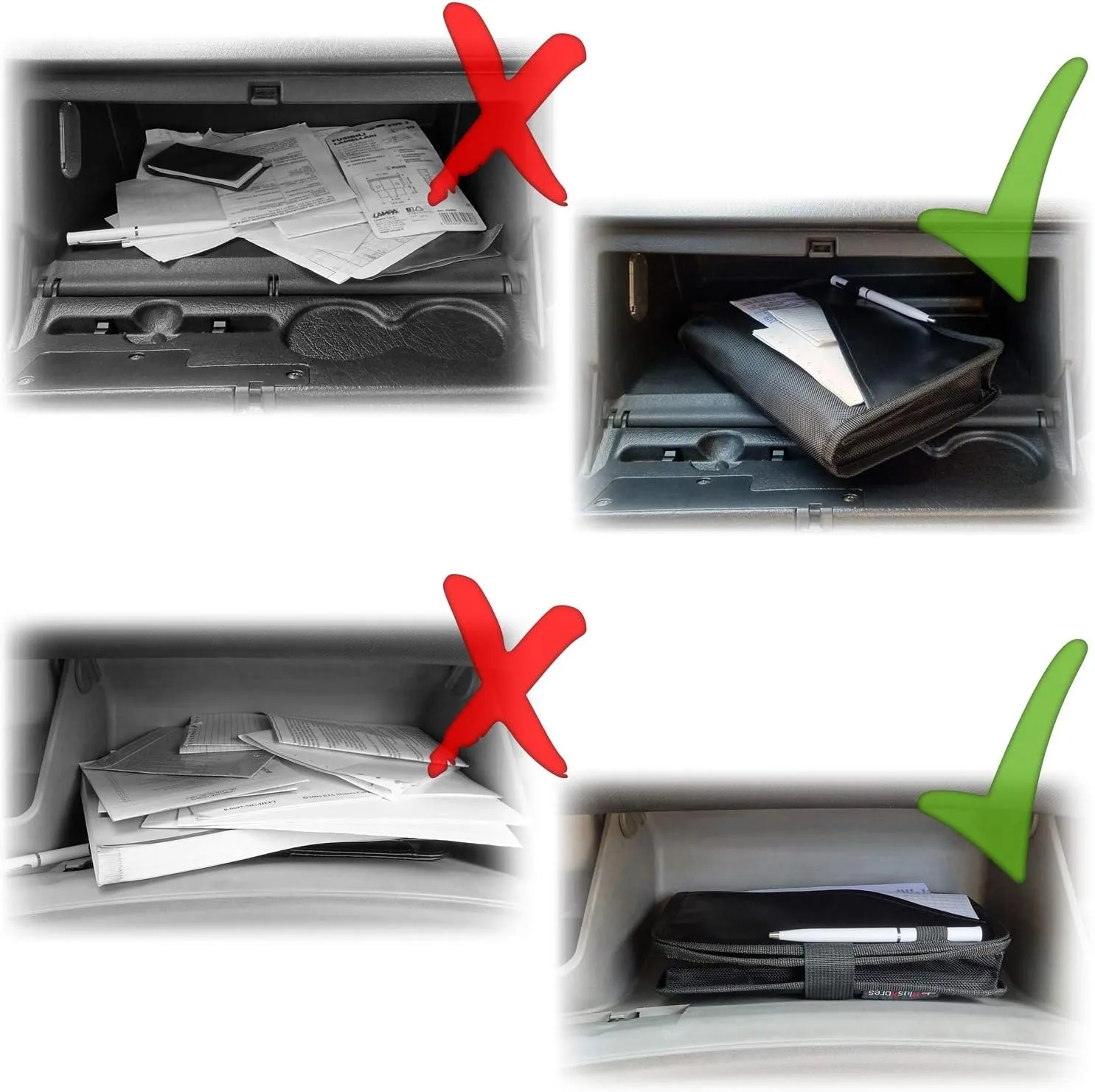 Glove Box Compartment Organizer - Car Document Holder - Owner Manual Case Pouch - Vehicle Storage Wallet for Registration & Insurance Card - Premium Auto Paperwork Holder - Log Book included - Red