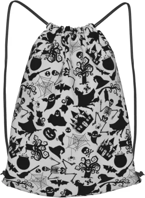 Gocerktr Spider Halloween Drawstring Backpack for Women Men Waterproof String Bag Lightweight Gym Sackpack Beach Hiking Yoga Travel