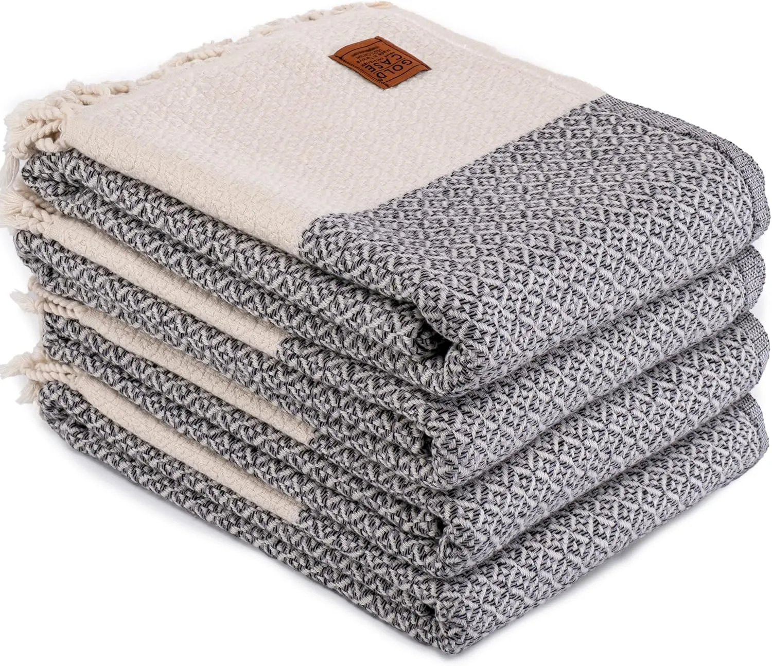 Gold CASE Turkish Beach Towel Set of 4 – 100% Cotton Large Turkish Bath Towels 67 x 38'' – Aphrodite Extra Large, Quick Dry & Sand Free Towels – Peshtemal for Pool – Grey