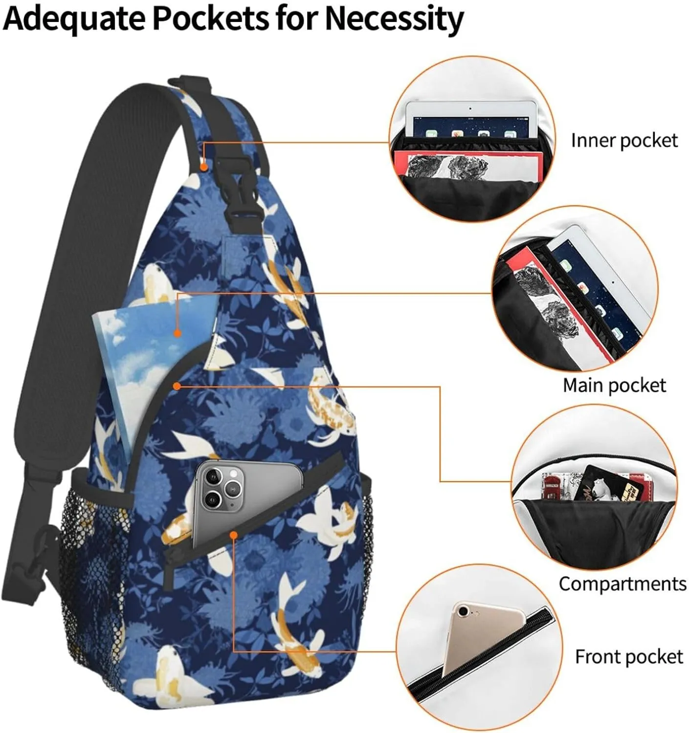 Goldfish Crossbody Bag Fish Shoulder Bag Backpack Cute Sling Bag Funny Chest Casual Daypack for Outdoor