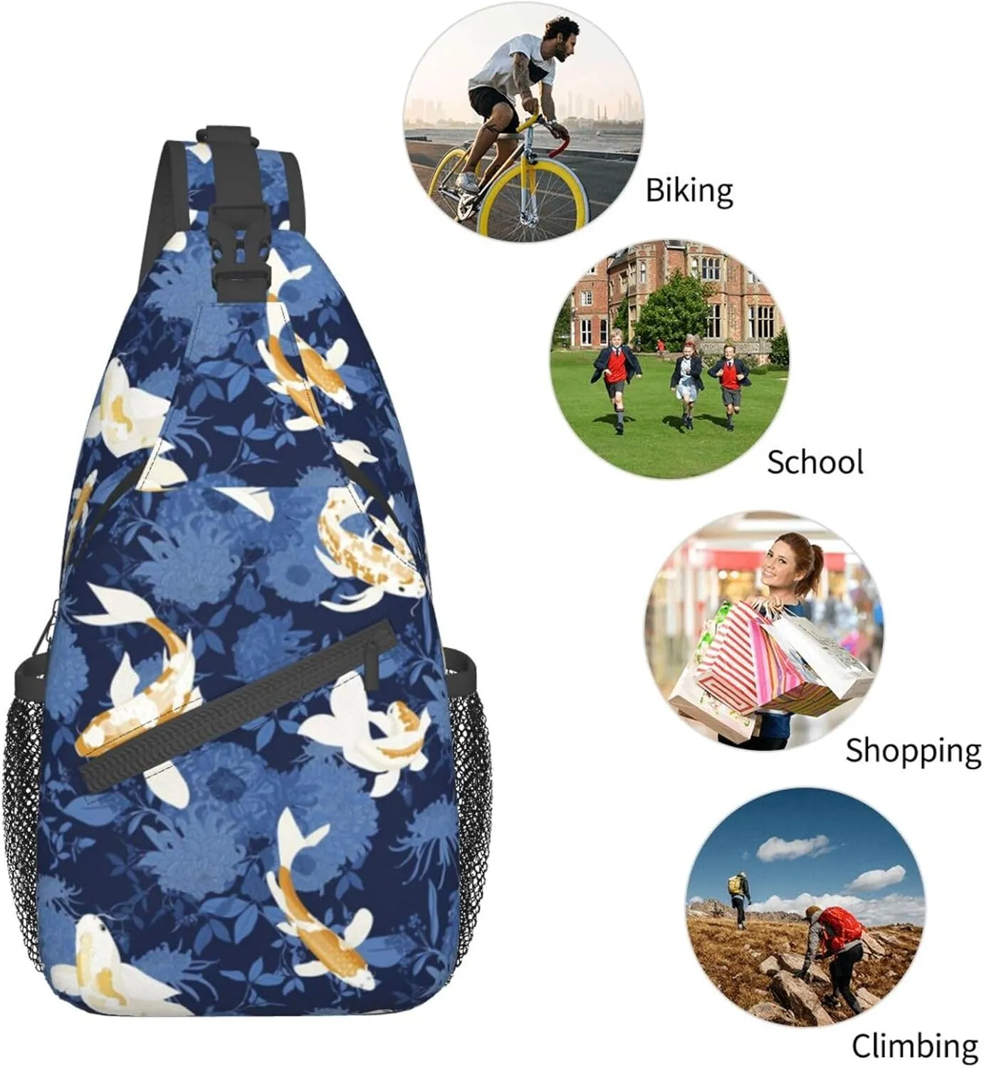 Goldfish Crossbody Bag Fish Shoulder Bag Backpack Cute Sling Bag Funny Chest Casual Daypack for Outdoor