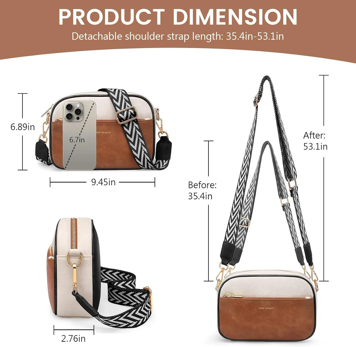 GOLF QUALTY Women's Fanny Pack, Crossbody Bags for Women, Fashion Sling Purse Shoulder Bag Fanny Pack Belt Bag Causal Chest Bum Bag Cross Body Purse for Sports Workout Traveling Running Casual