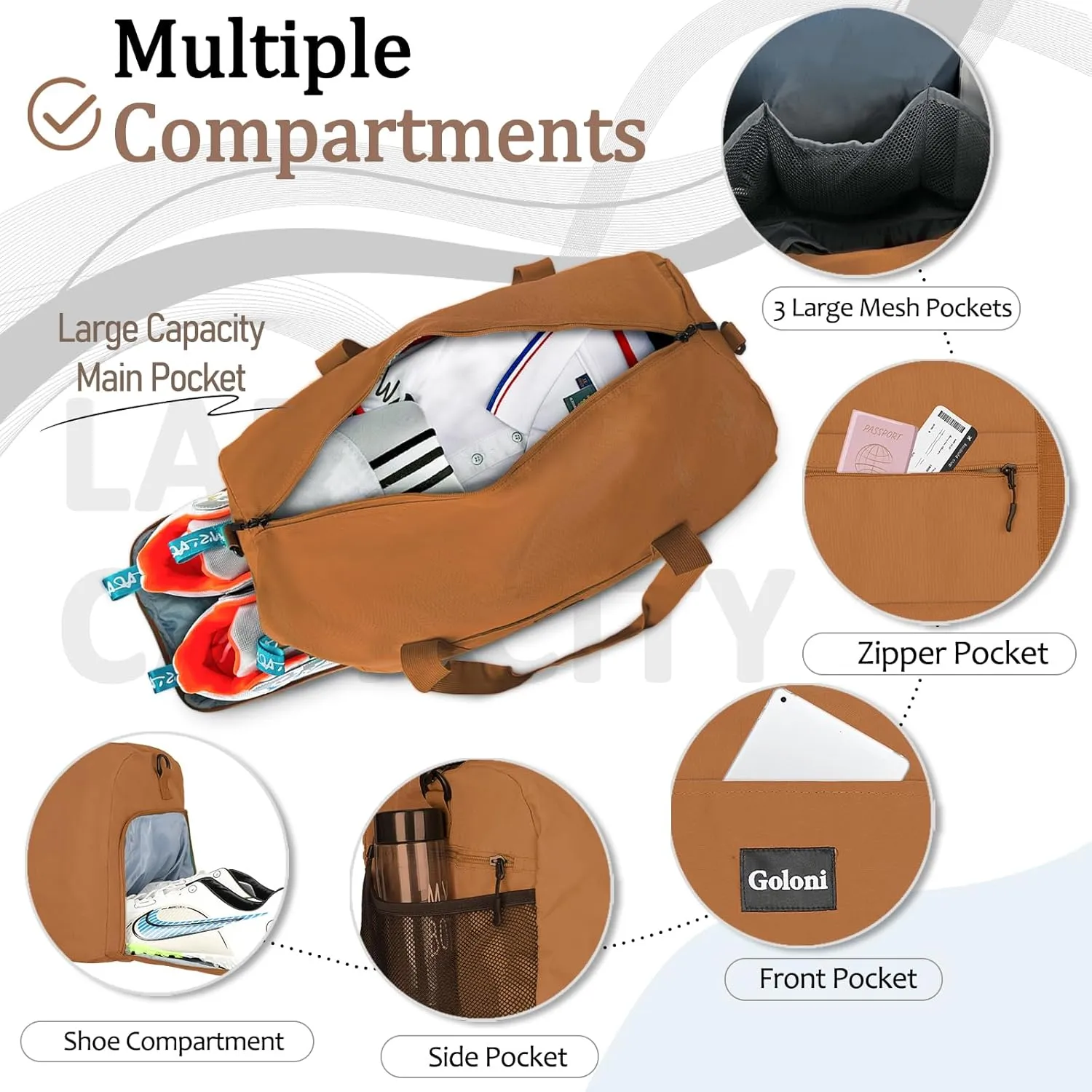 Goloni Cute Duffle Bag for Women, Gym Bag with Shoe Compartment, Lightweight Weekend Travel Duffel Bag,Overnight Bag with Wet Pocket