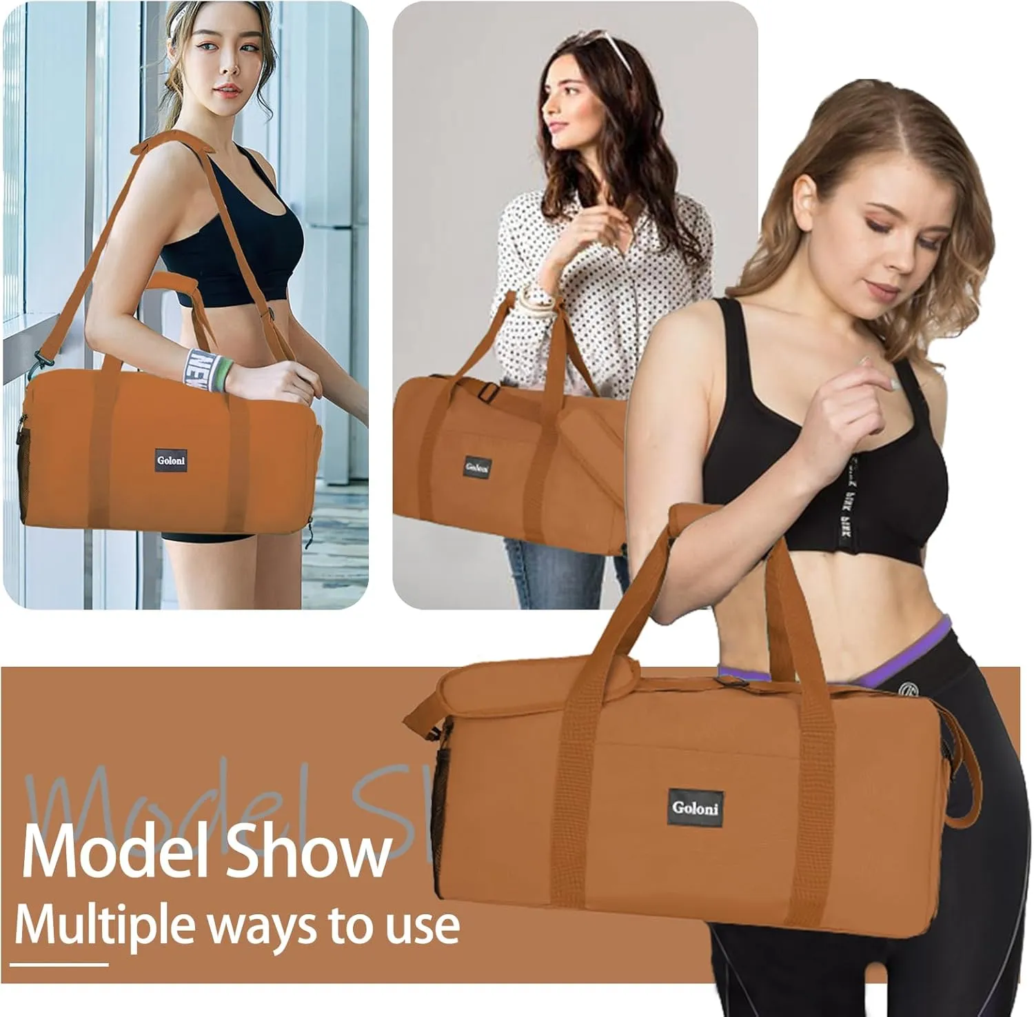Goloni Cute Duffle Bag for Women, Gym Bag with Shoe Compartment, Lightweight Weekend Travel Duffel Bag,Overnight Bag with Wet Pocket