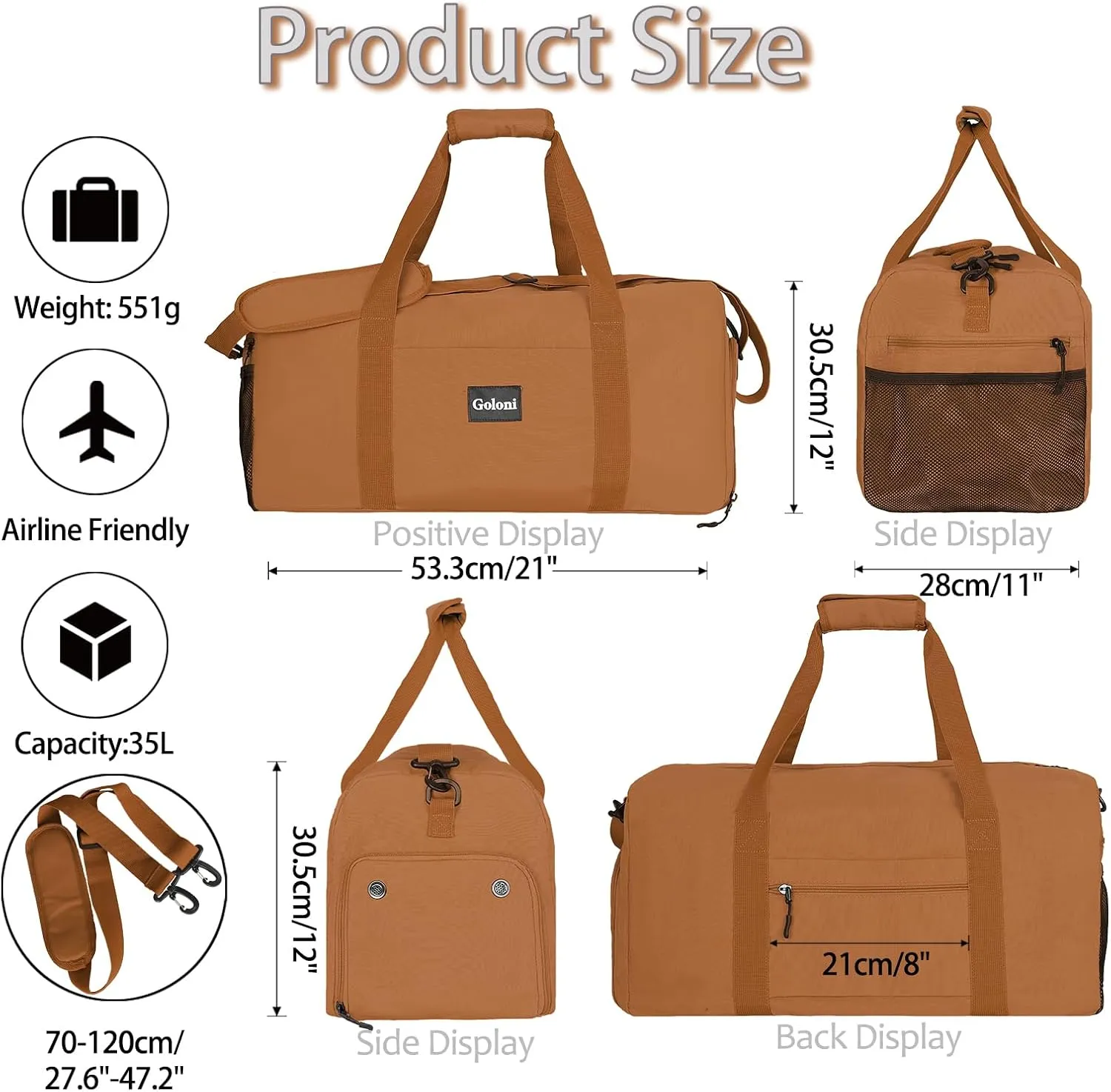 Goloni Cute Duffle Bag for Women, Gym Bag with Shoe Compartment, Lightweight Weekend Travel Duffel Bag,Overnight Bag with Wet Pocket