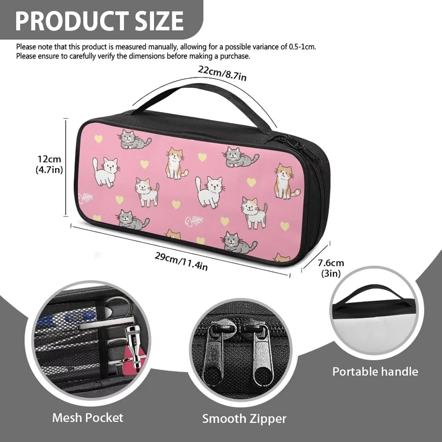 Gomyblomy Cute Cat Print Stethoscope Storage Bag Compatible with Classic III Monitoring/Lightweight II S.E, Extra Room for Penlight, Scissors and Other Nurse Accessories