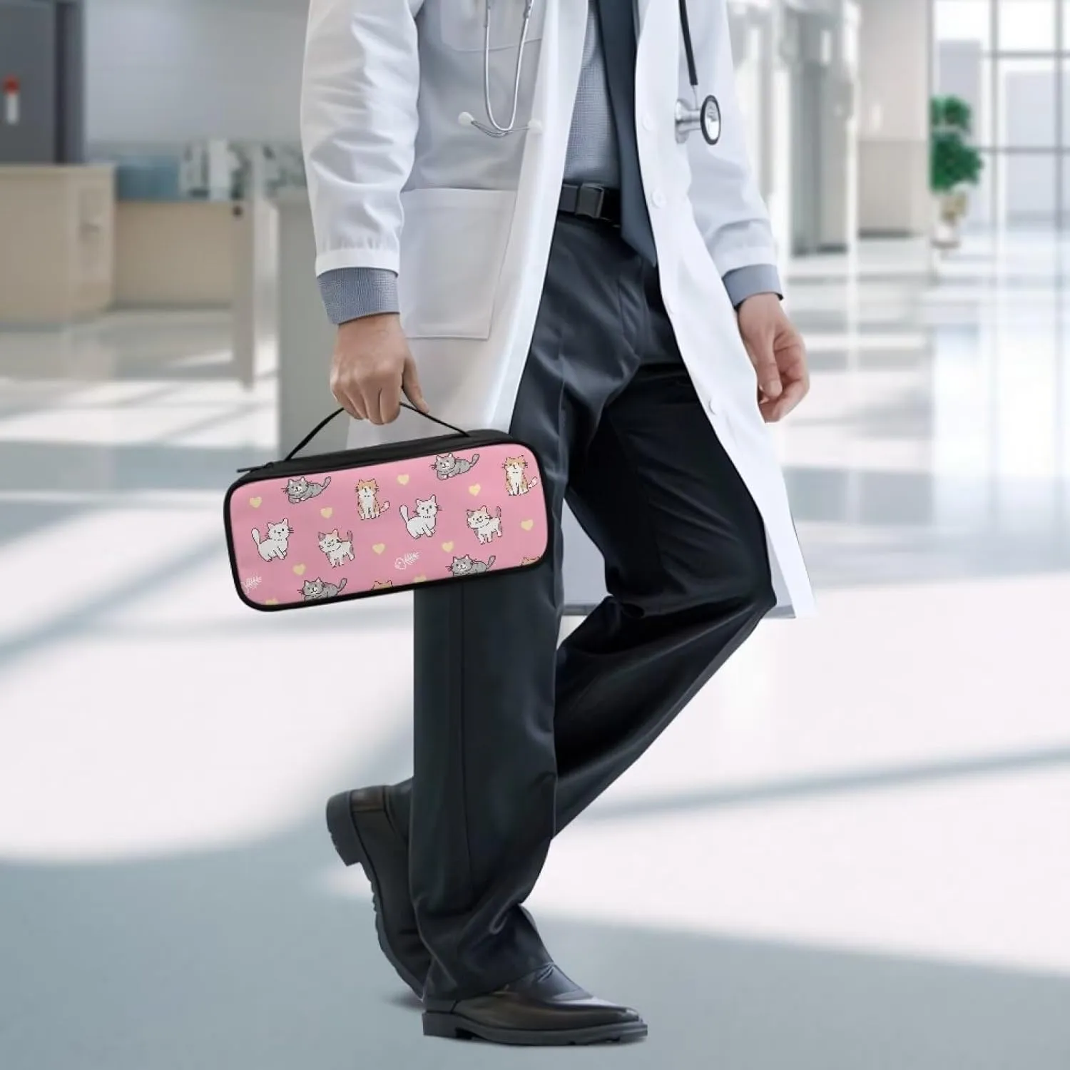 Gomyblomy Cute Cat Print Stethoscope Storage Bag Compatible with Classic III Monitoring/Lightweight II S.E, Extra Room for Penlight, Scissors and Other Nurse Accessories