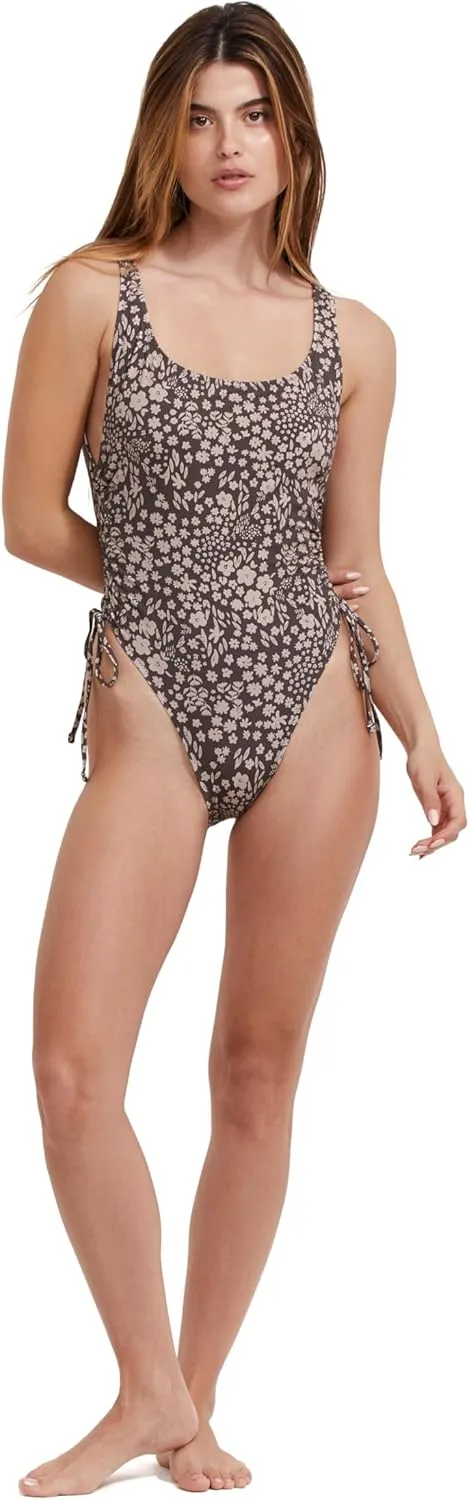 Gottex Flirtt Multicolor Brown Women’s Floral Scoop Neck One-Piece Swimsuit with Adjustable Back Coverage and Full Lining