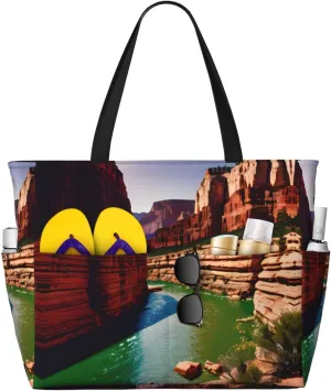 Grand Canyon Print Beach Travel Bag Waterproof Versatile Zipper Bag With Pockets Gym Travel Vacation