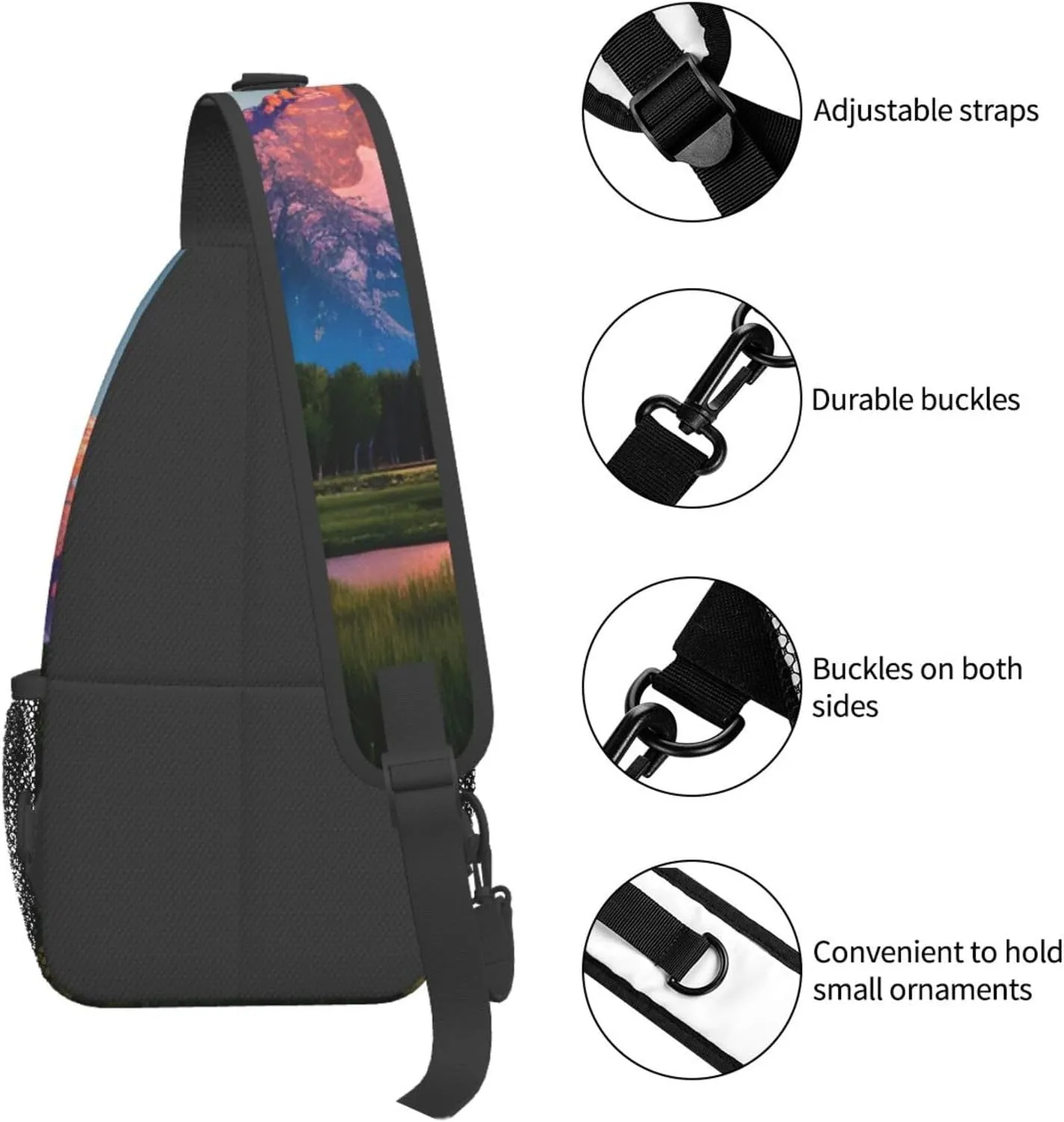 grand teton national park Print Stylish Sling Backpack, Sling Bag,Chest Bag Daypack, for Hiking, Travel, and Business