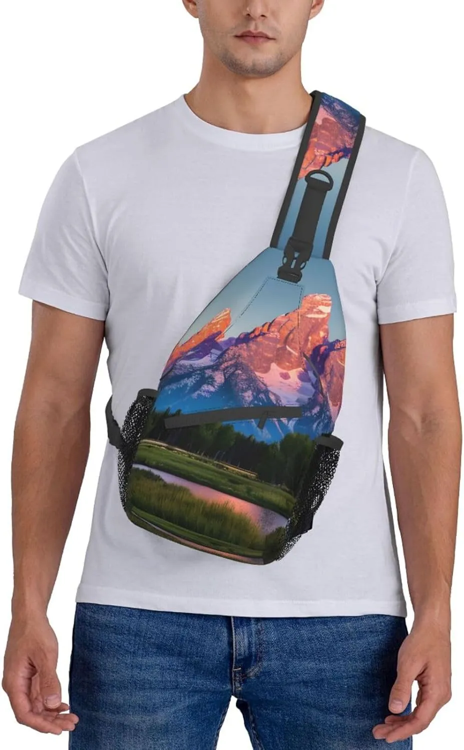 grand teton national park Print Stylish Sling Backpack, Sling Bag,Chest Bag Daypack, for Hiking, Travel, and Business