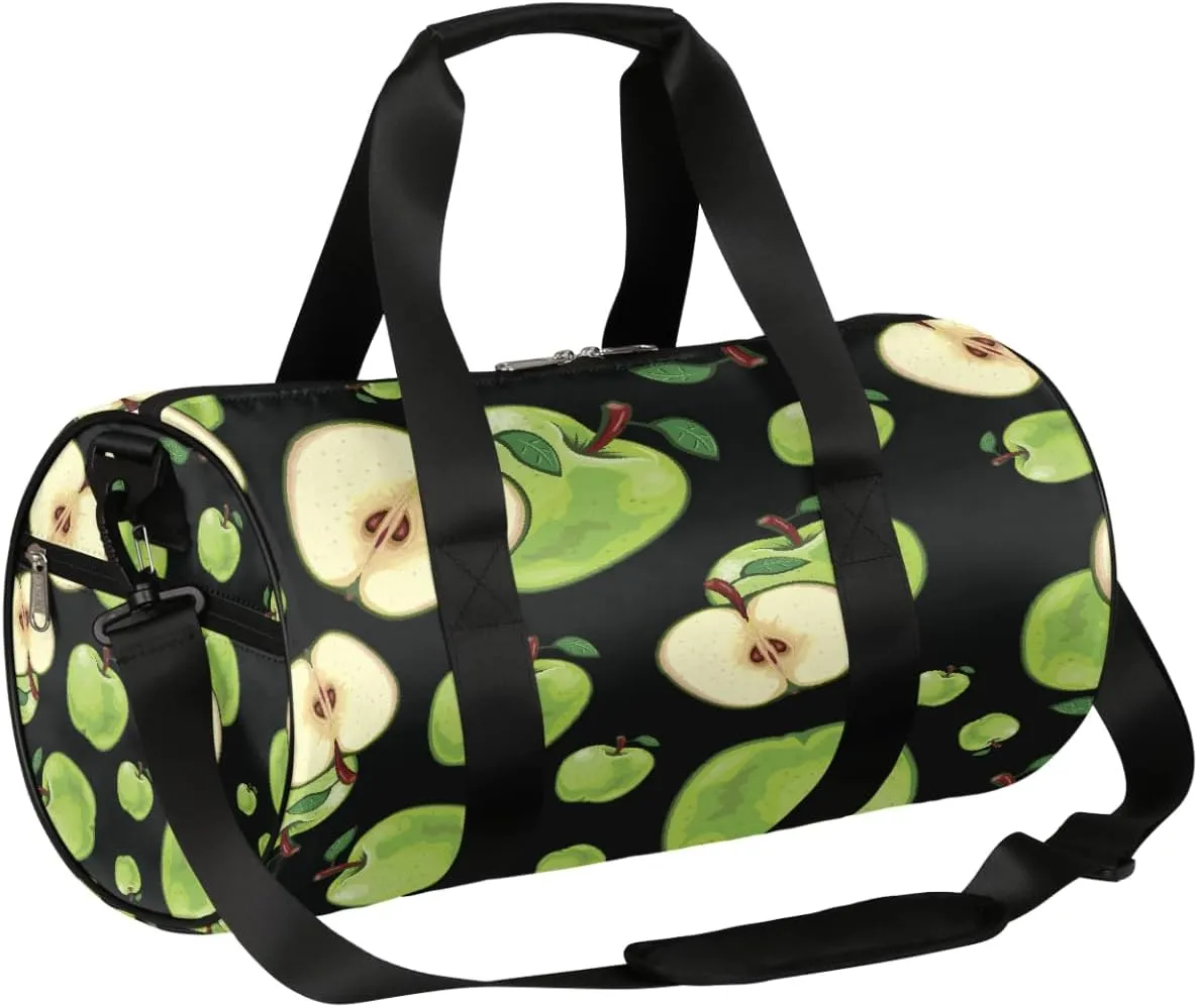 Green Apples Sports Gym Bag Duffel Bags Workout Lightweight Shoulder Weekender Bag Travel Duffel Bag for Men Women(Fruit Pattern)