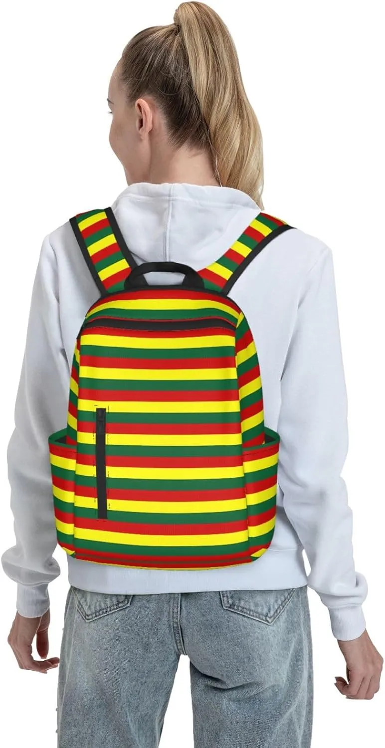 Grenada Flag Stripes Casual Backpacks Large Capacity Laptop Backpack Sports Fitness Rucksack Travel Carry-On Daypack Work Bag for Outdoor Camping