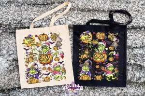 Grinch Halloween & Christmas Themed Tote Bag - Perfect for Spooky Season!