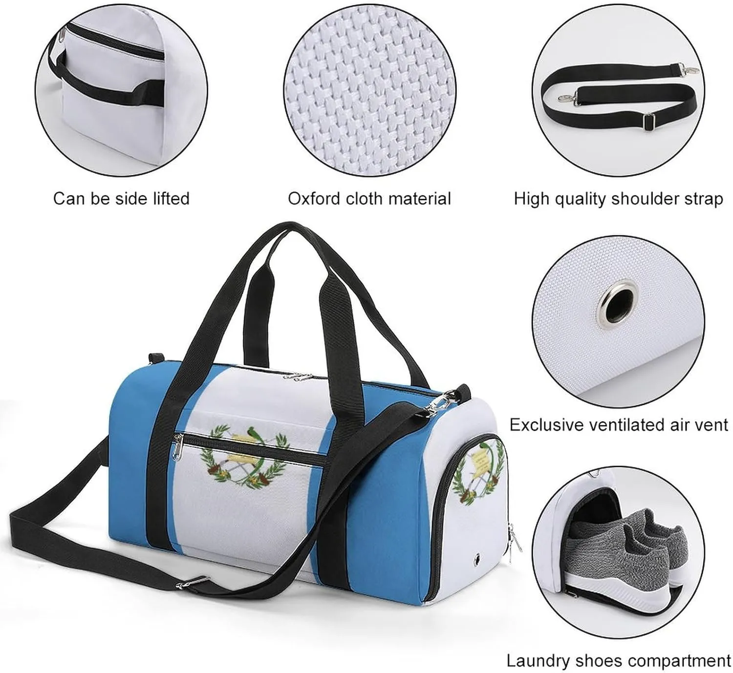 Guatemala Flag Gym Bag-Workout Organizer with Water Resistant Compartments for Gym Lovers, style-16-6