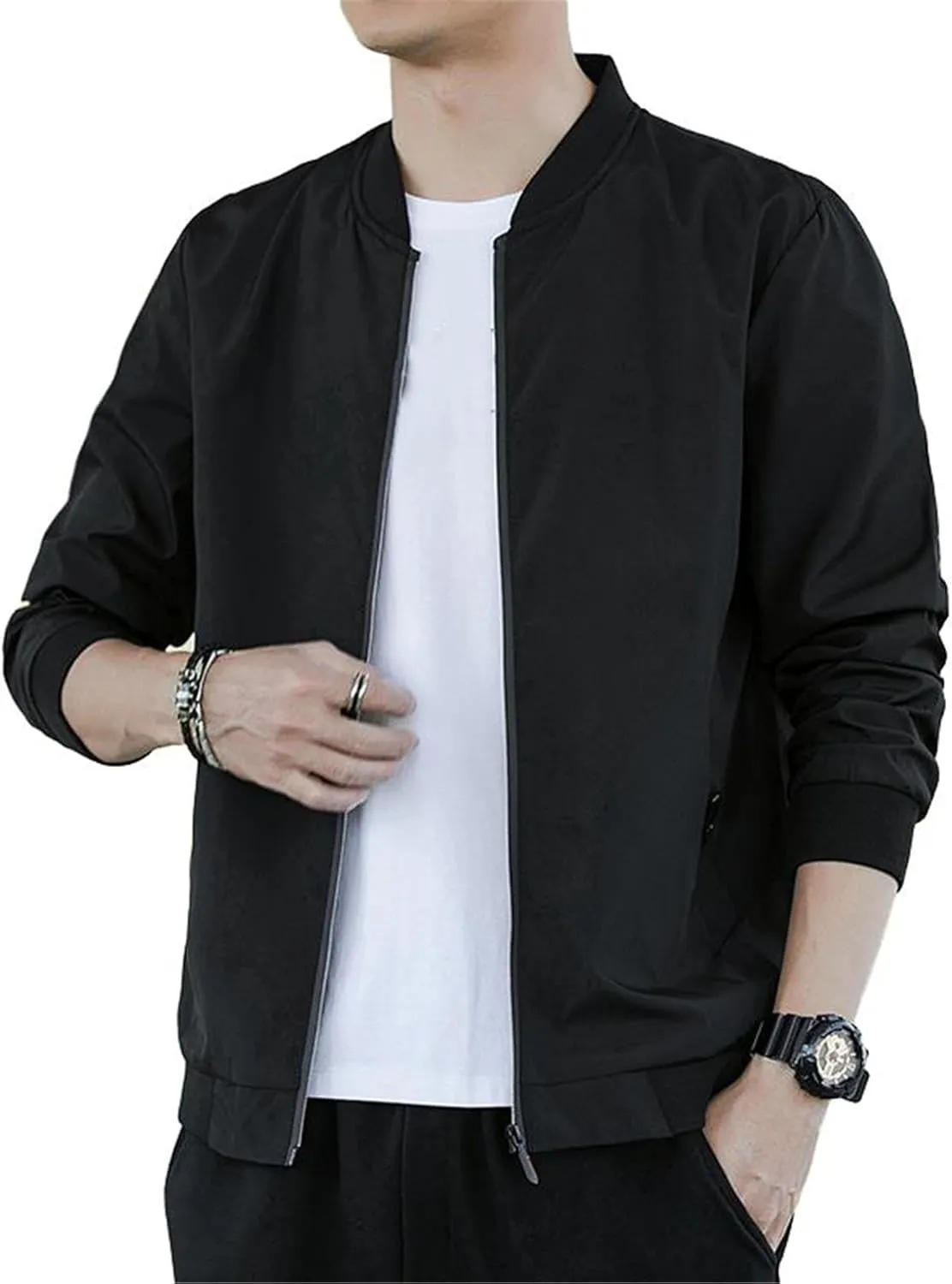 GUOYUXIAO Vintage Aviator Flight Jacket Brown Men's Bomber Coat